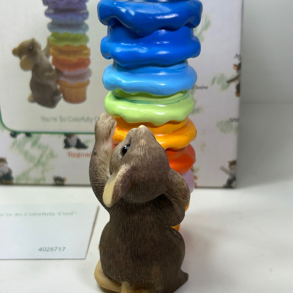 Enesco Charming Tails Youre So Colorfully Cool Mouse Ice Cream Figurine 4025717 - Picture 5 of 10